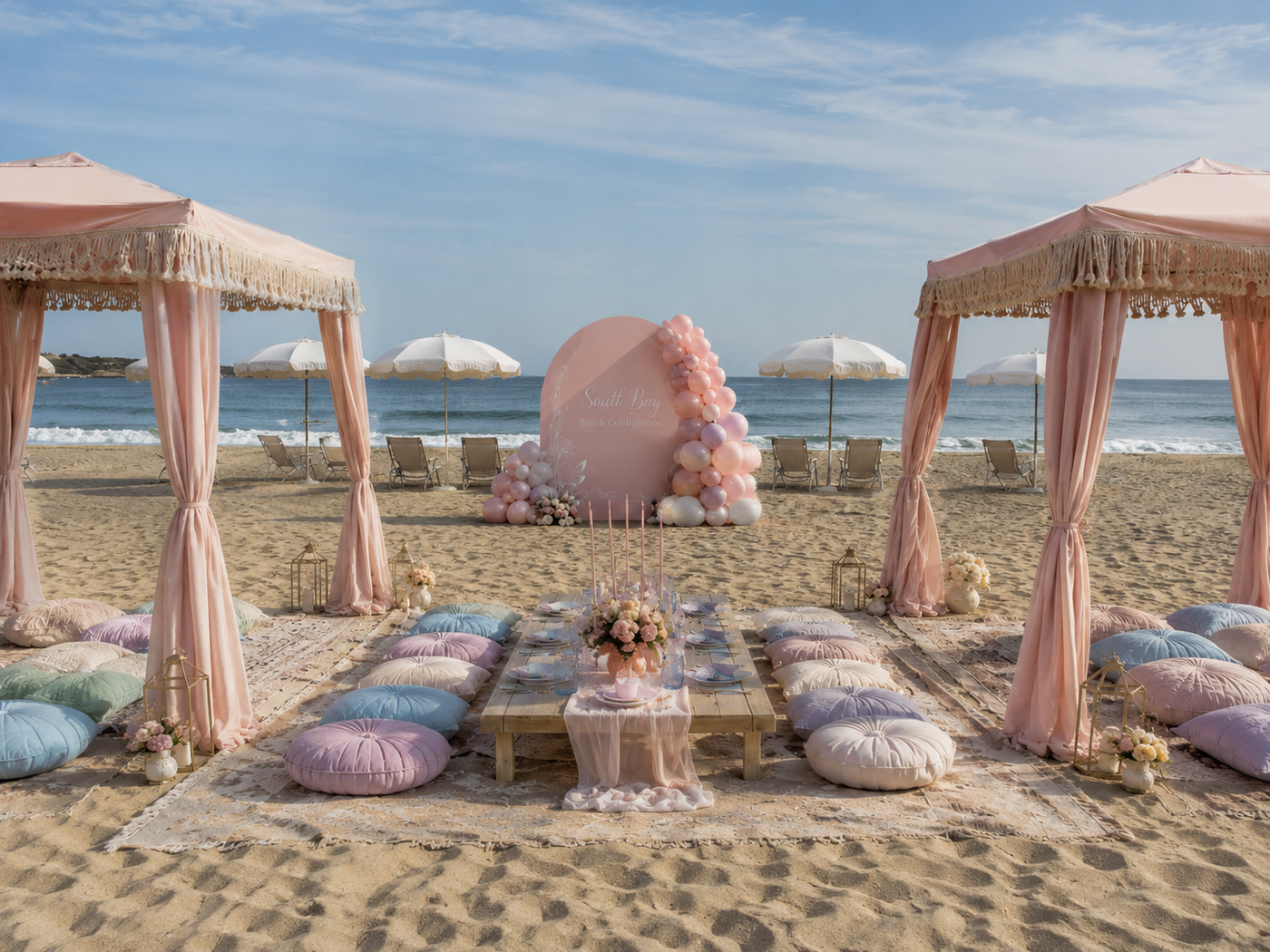 Boho beach picnic sunset