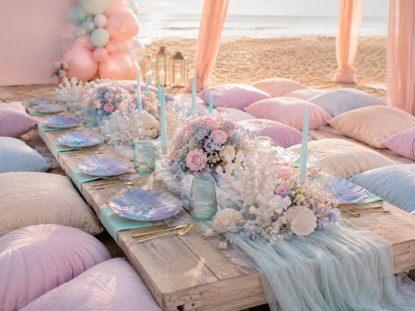 Boho beach picnic daytime