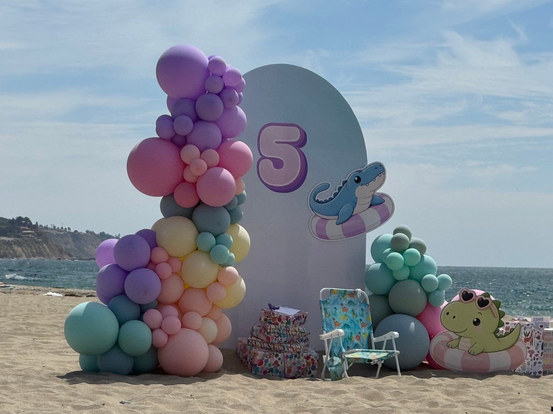 Pastel dinosaur beach birthday