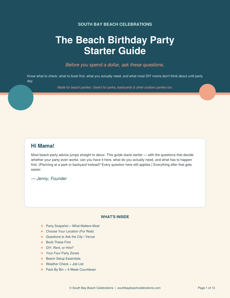 Free Beach Birthday Starter Guide cover